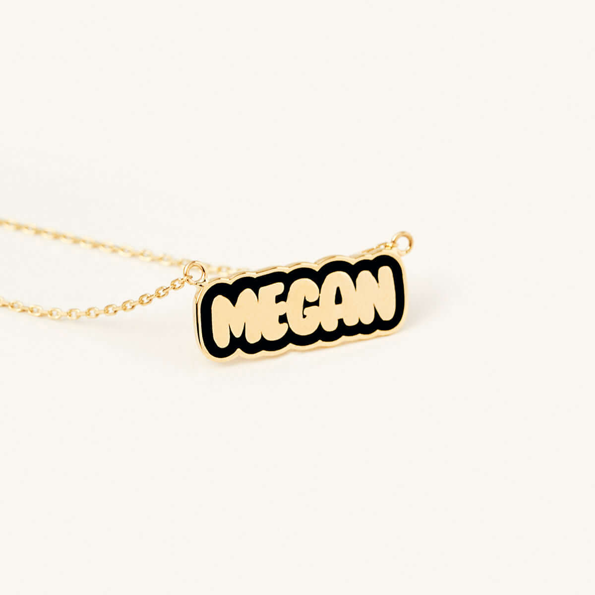 Custom Color Outline Name Necklace in 14K Solid Gold