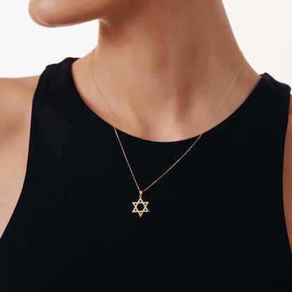 Star of David Necklace in 14K Solid Gold