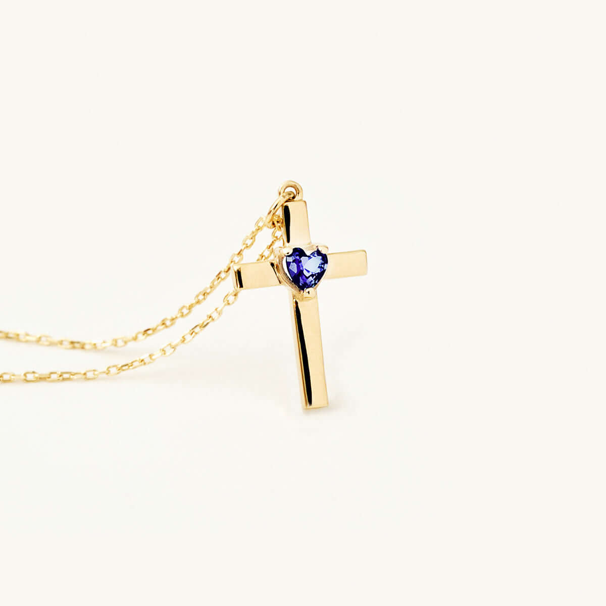 Birthstone Heart Cross Pendant Necklace