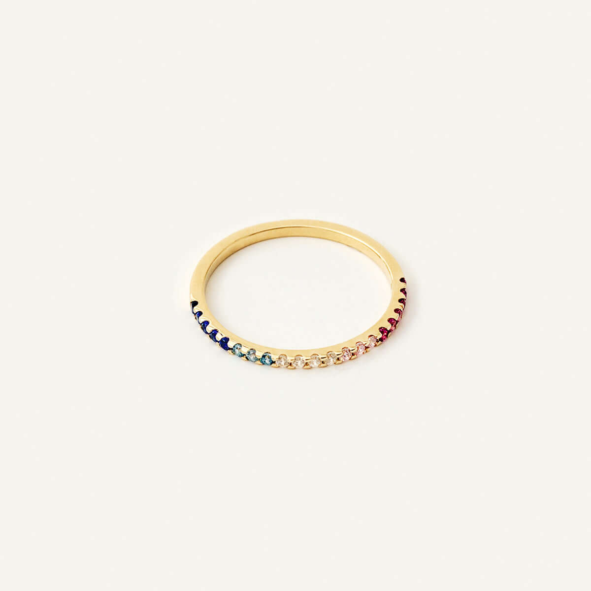 Rainbow Half Eternity Ring in 14K Solid Gold