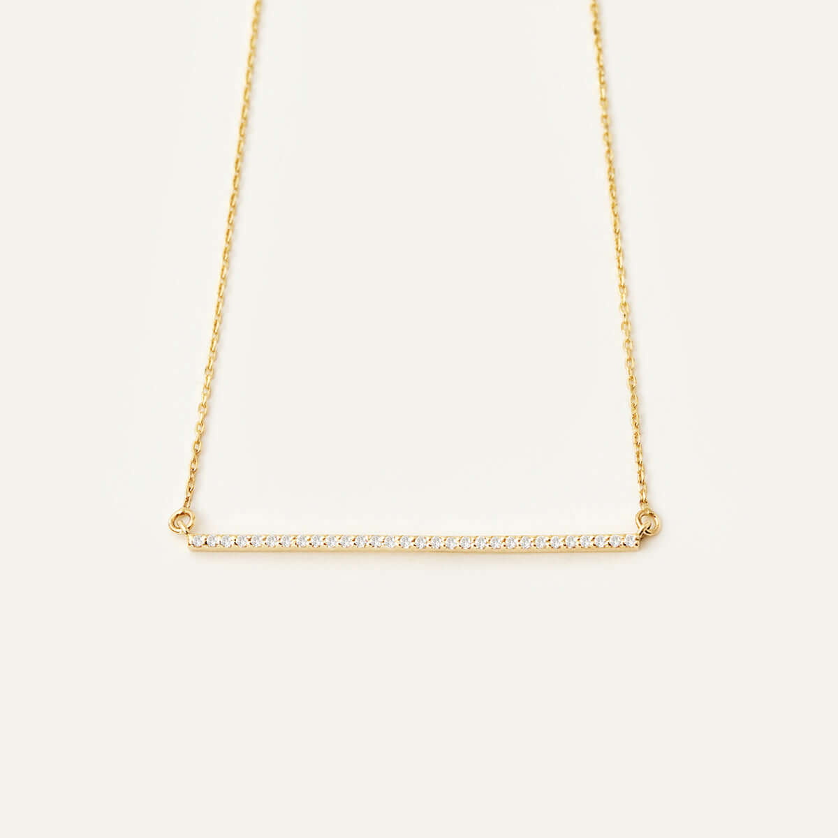 Long Diamond Bar Necklace in 14K Solid Gold