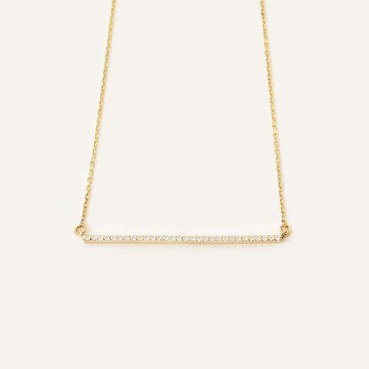 Long Diamond Bar Necklace in 14K Solid Gold