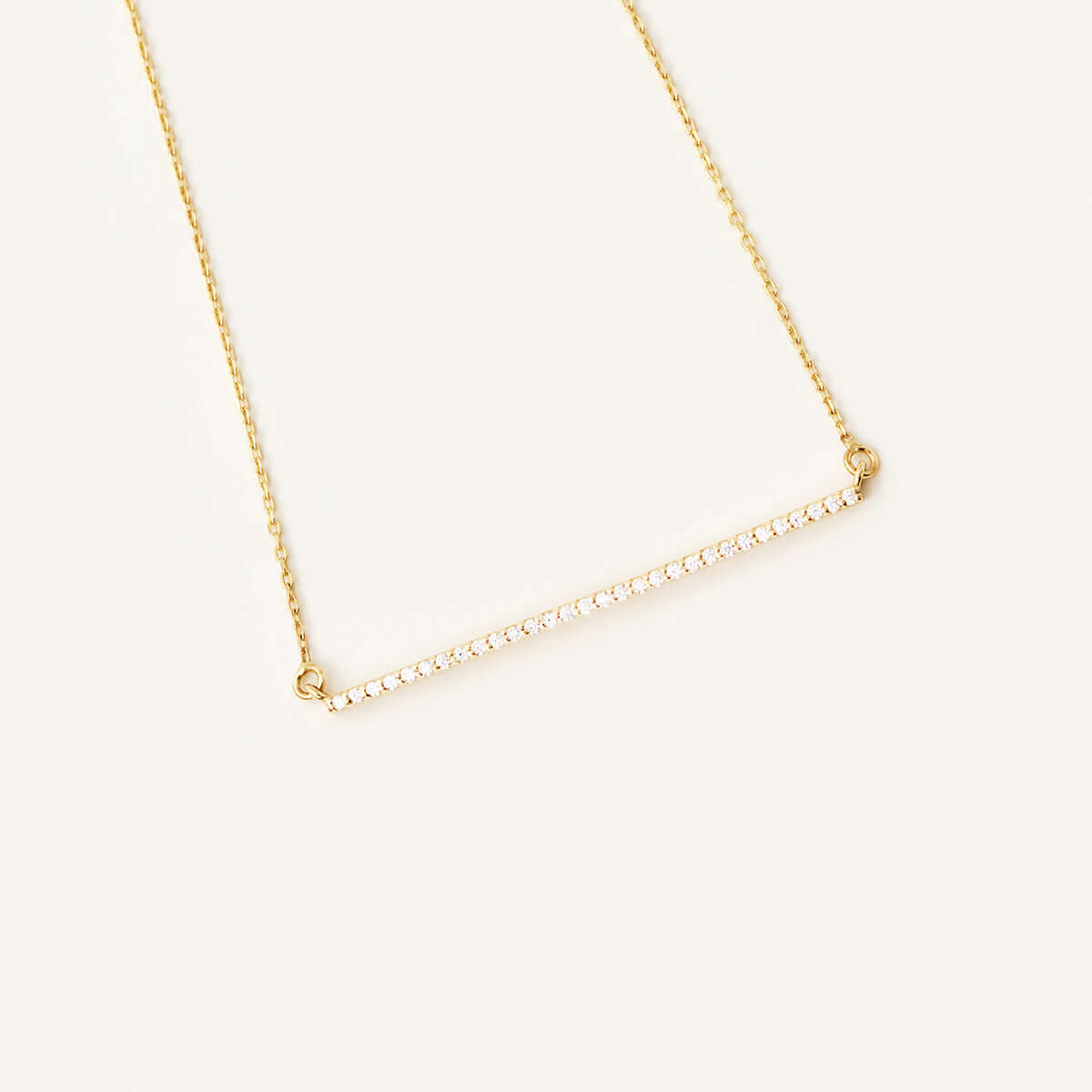 Long Diamond Bar Necklace in 14K Solid Gold