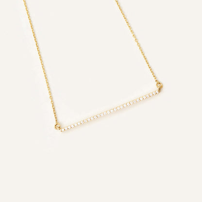 Long Diamond Bar Necklace in 14K Solid Gold