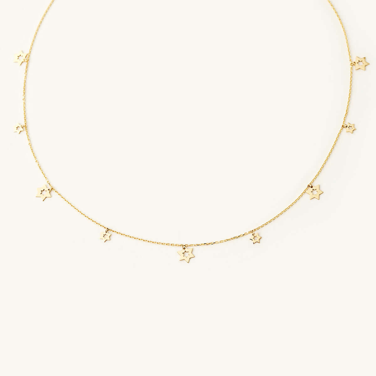 Star of David Station Necklace in 14K Solid Gold