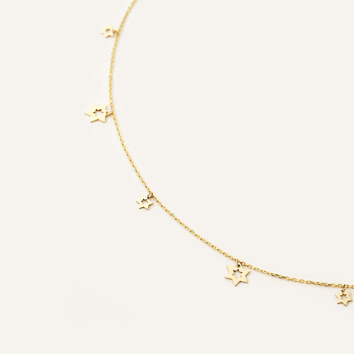 Star of David Station Necklace in 14K Solid Gold