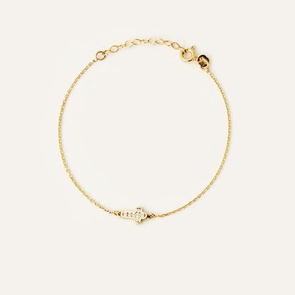 Tiny Diamond Cross Bracelet in 14K Solid Gold