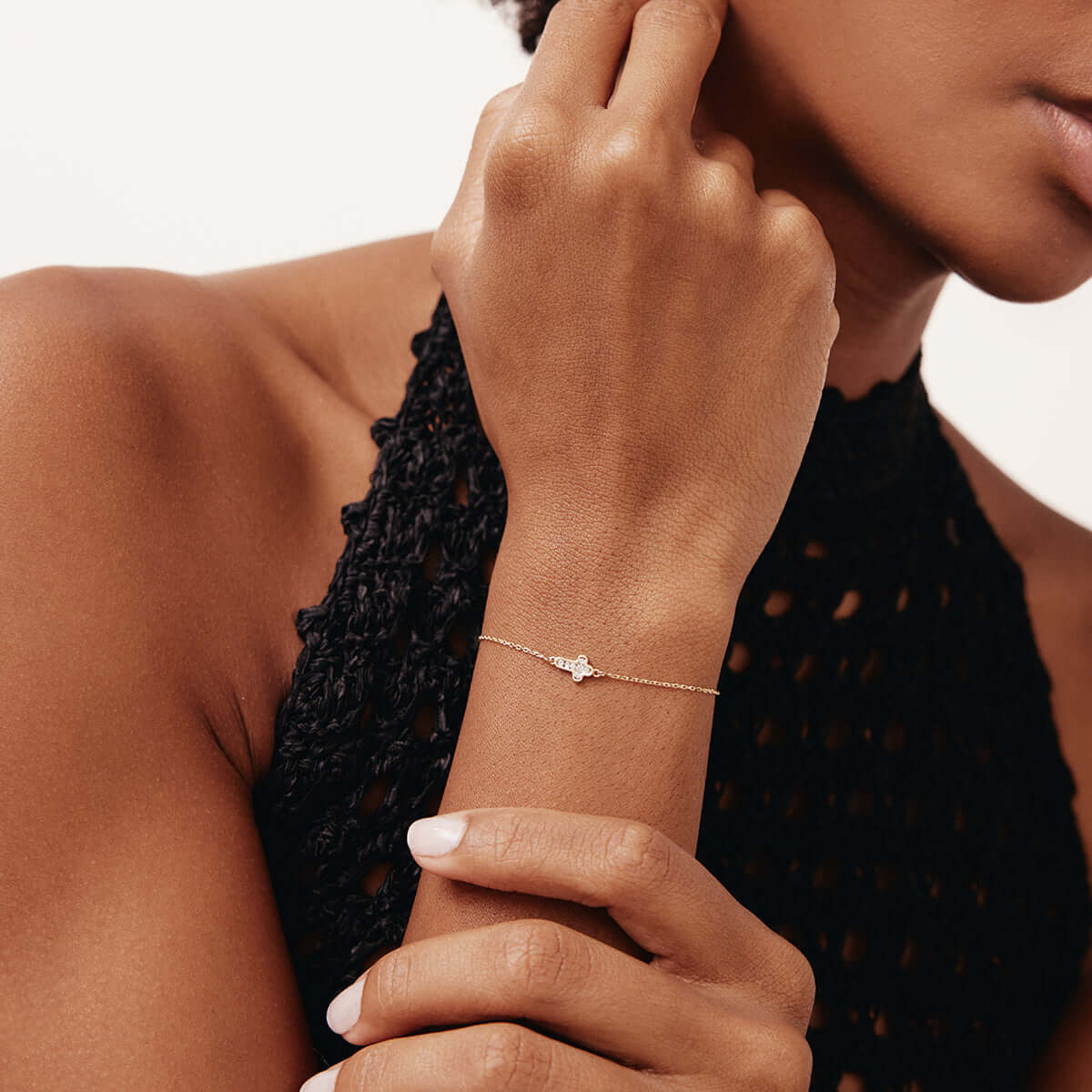 Tiny Diamond Cross Bracelet