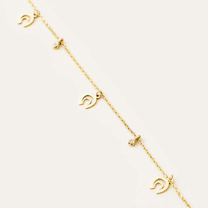 Diamond Bezel-Set Horseshoe Station Bracelet in 14K Solid Gold