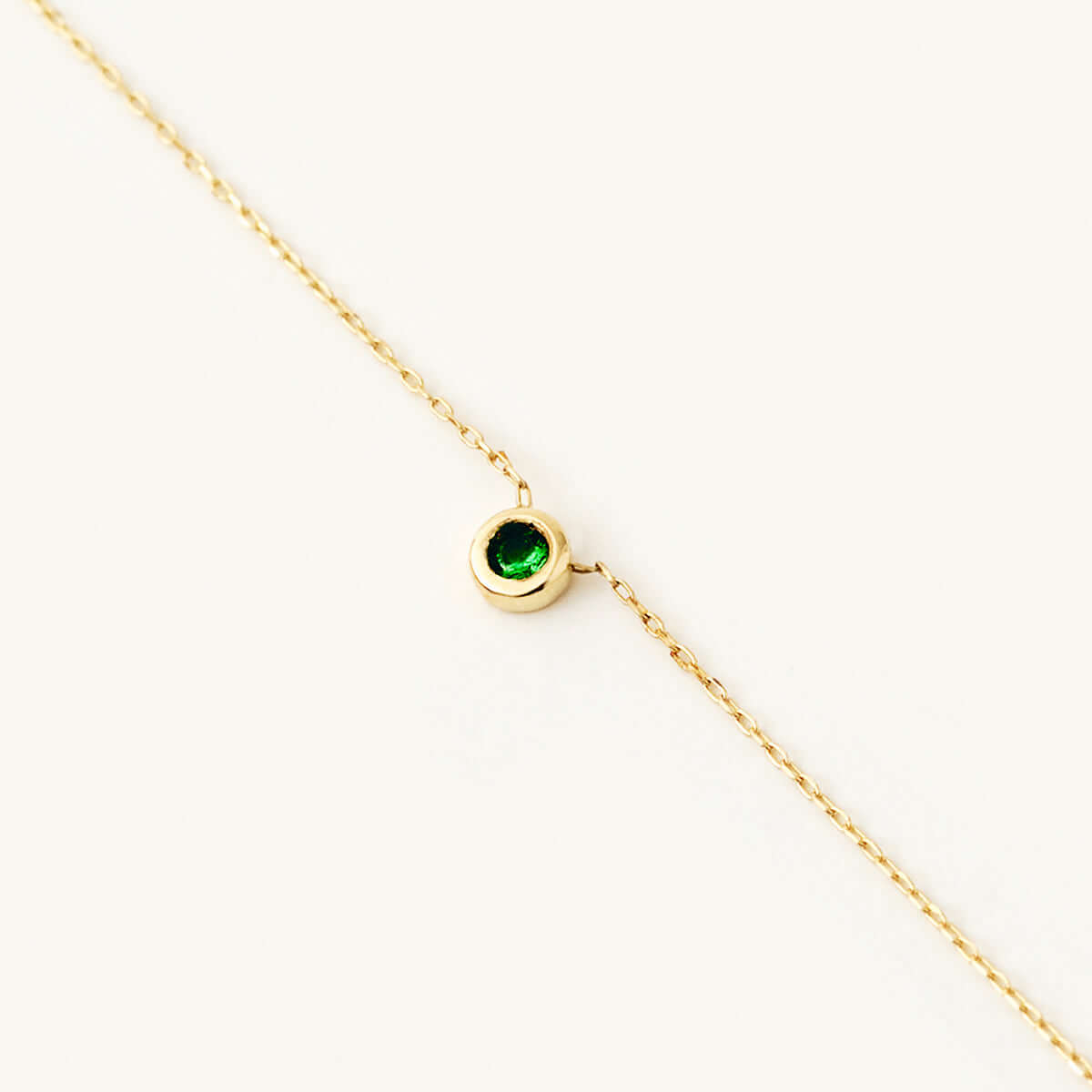 Solitaire Bezel Birthstone Necklace in 14K Solid Gold