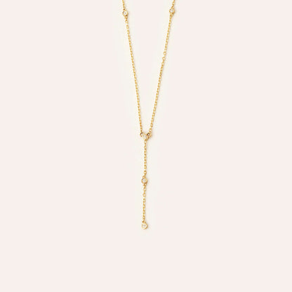 Diamond Station Lariat Necklace in 14K Solid Gold