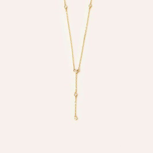 Collier Lariat avec diamant en or 14 carats