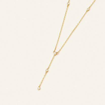 Diamond Station Lariat Necklace in 14K Solid Gold