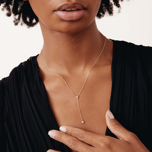Diamond Bezel Lariat Necklace