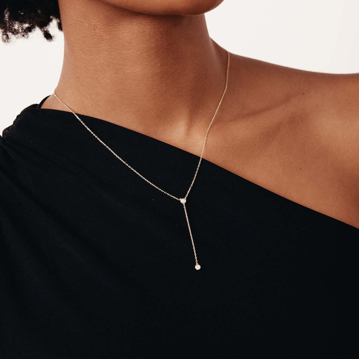 Diamond Bezel Lariat Necklace