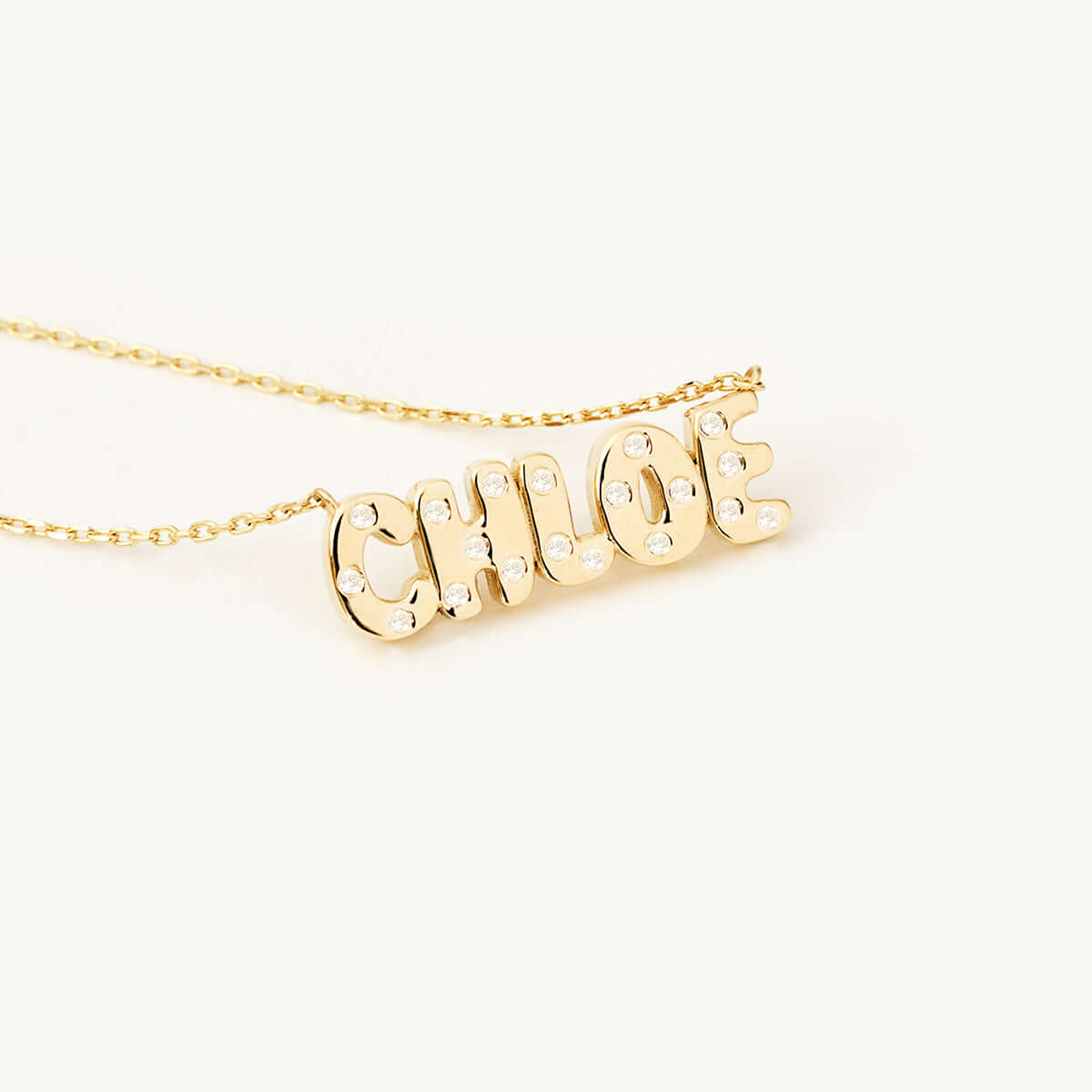 Diamond Studded Name Necklace in 14K Solid Gold