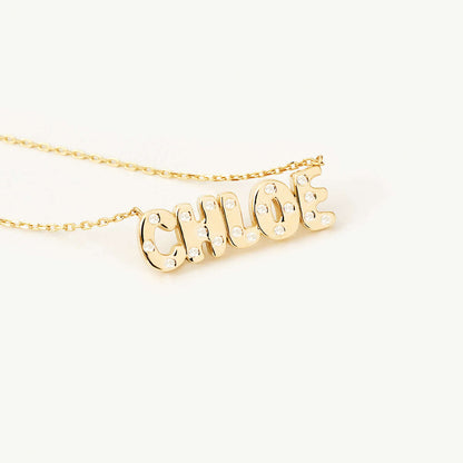 Diamond Studded Name Necklace in 14K Solid Gold