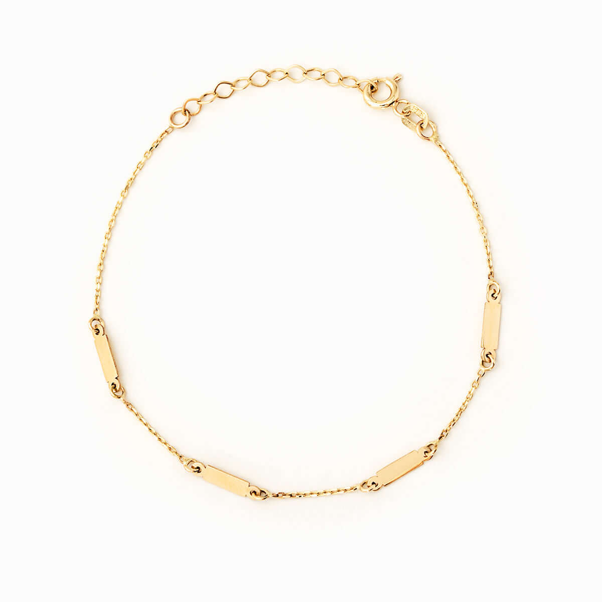 Bar Station Bracelet in 14K Solid Gold