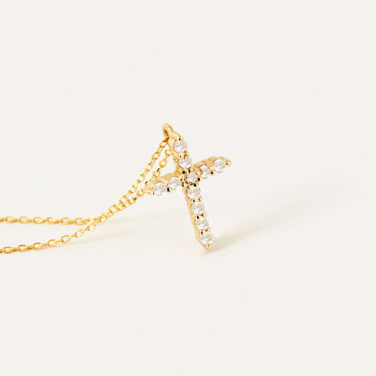 Collier religieux en diamant en or 14 carats