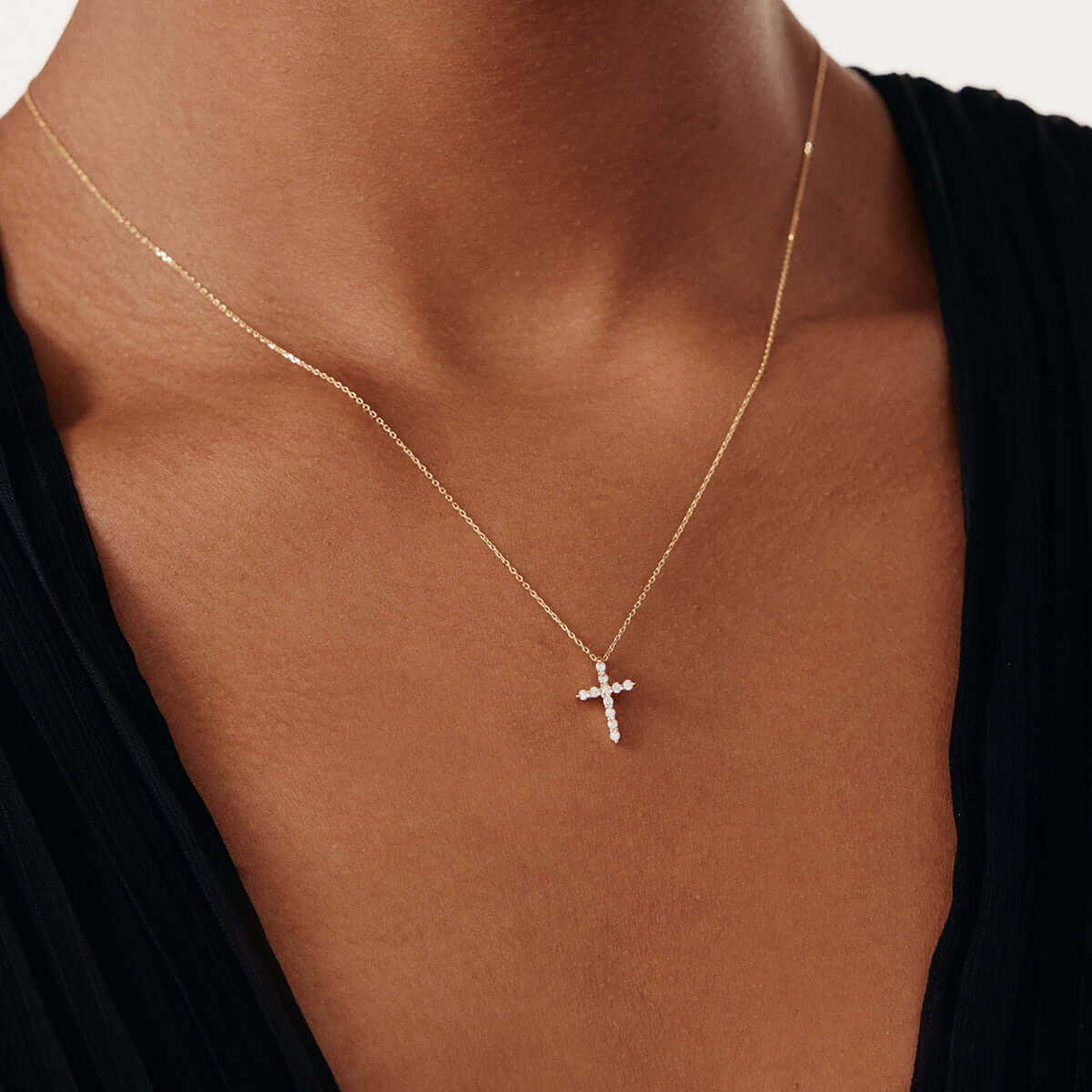 Diamond Cross Religious Necklace