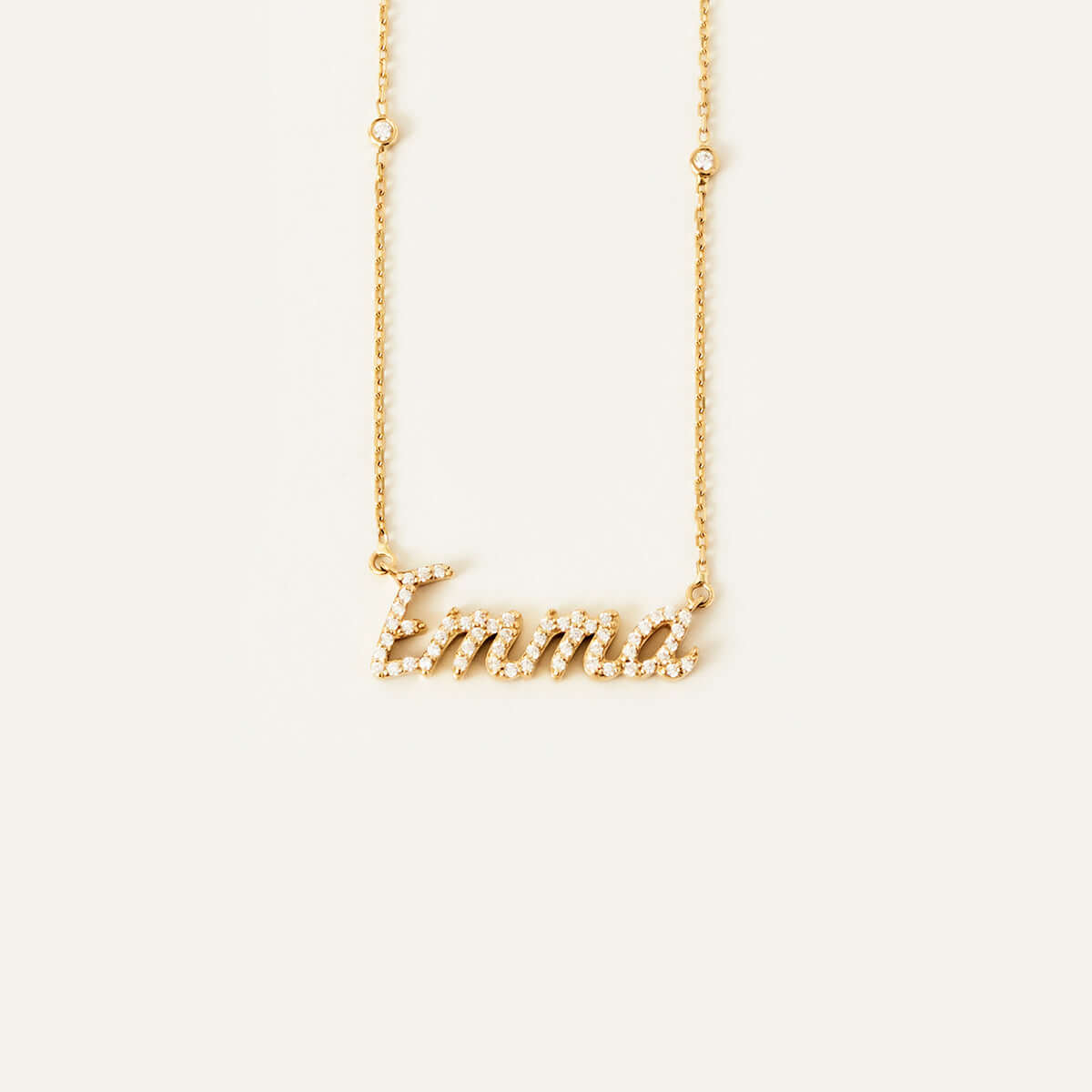 Diamond Bezel-Set Name Necklace in 14K Solid Gold