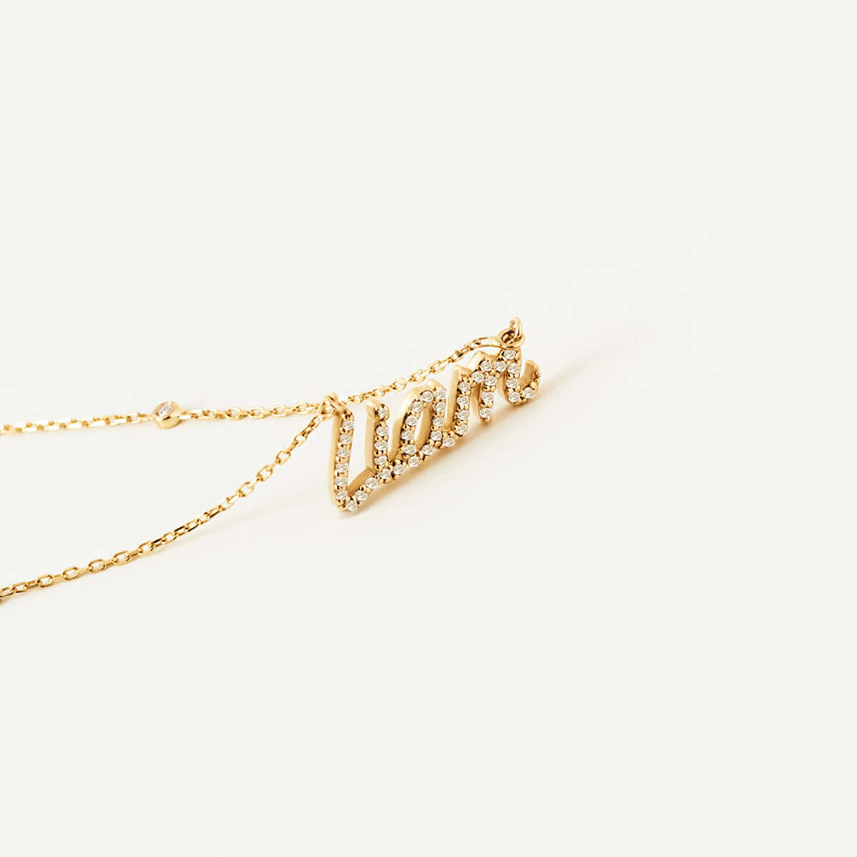 Diamond Bezel-Set Name Necklace in 14K Solid Gold