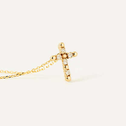 Collier de croix en diamant en or 14 carats