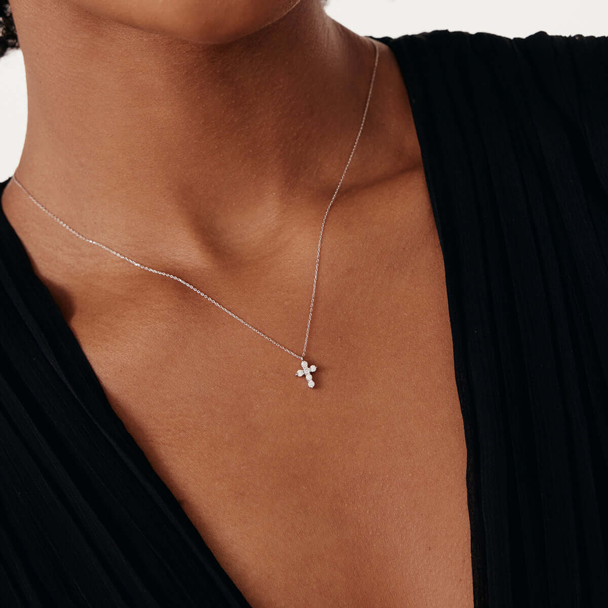 Diamond Cross Pendant Necklace in 14K Solid Gold