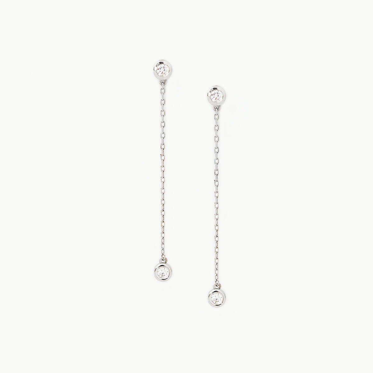 Boucles d'oreilles de chaîne de drop en diamant en or 14 carats