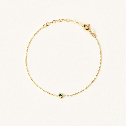 Solitaire Birthstone Bracelet in 14K Solid Gold