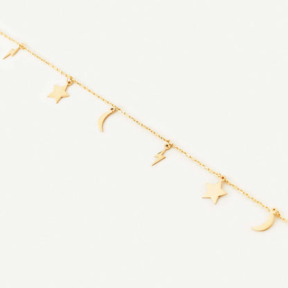 Celestial Station Necklace in 14K Solid Gold