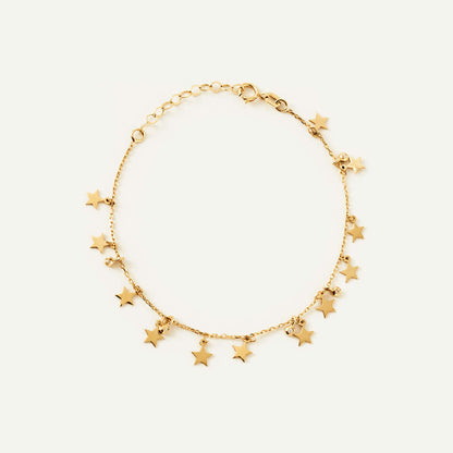 Diamond Bezel Star Charm Bracelet in 14K Solid Gold