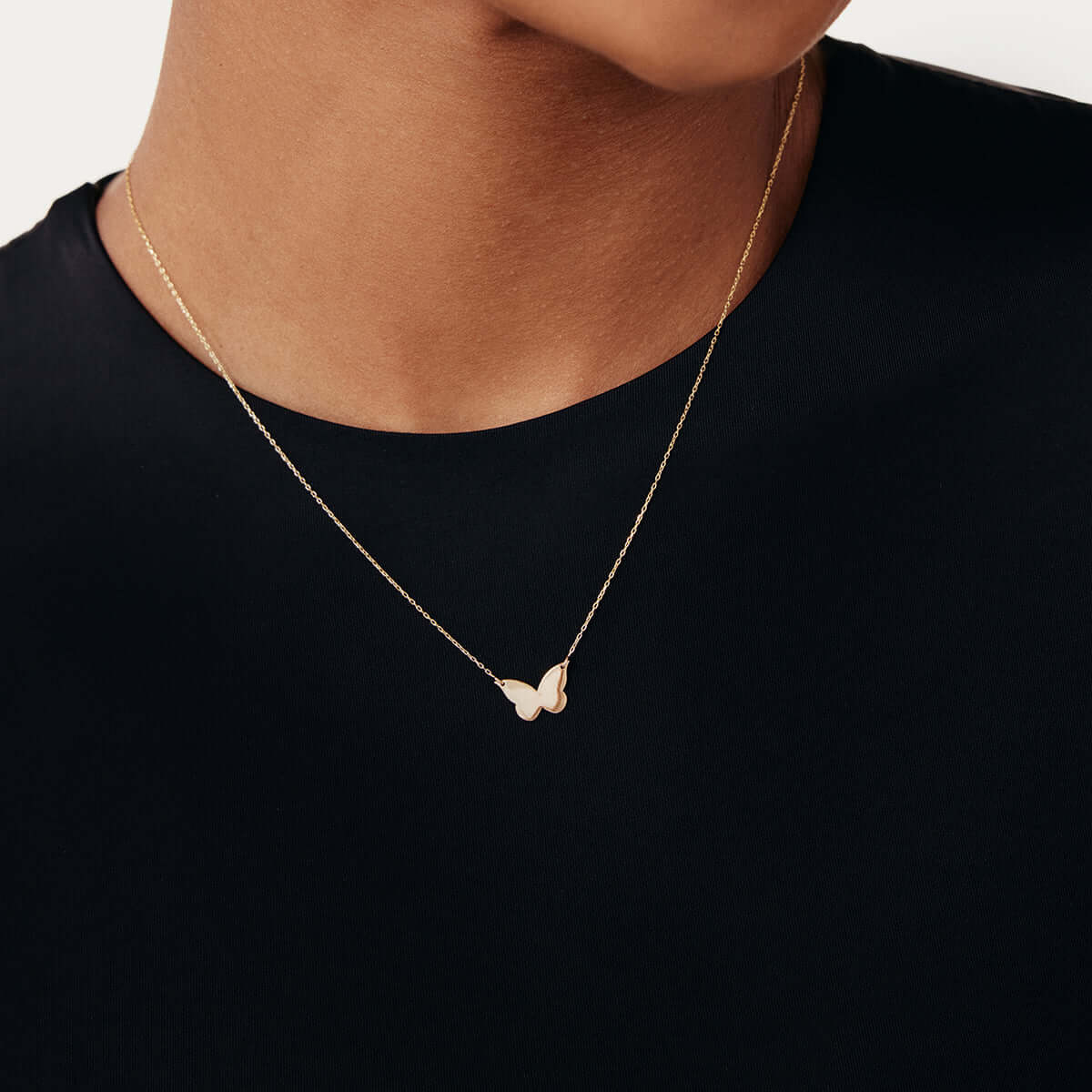 Butterfly Necklace in 14K Solid Gold