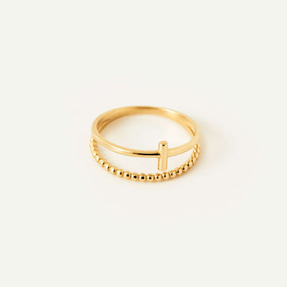 Double Band Cross Ring in 14K Solid Gold