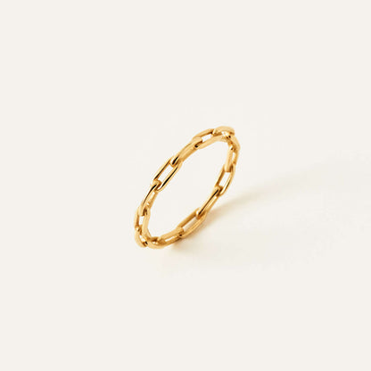 Paperclip Chain Ring in 14K Solid Gold