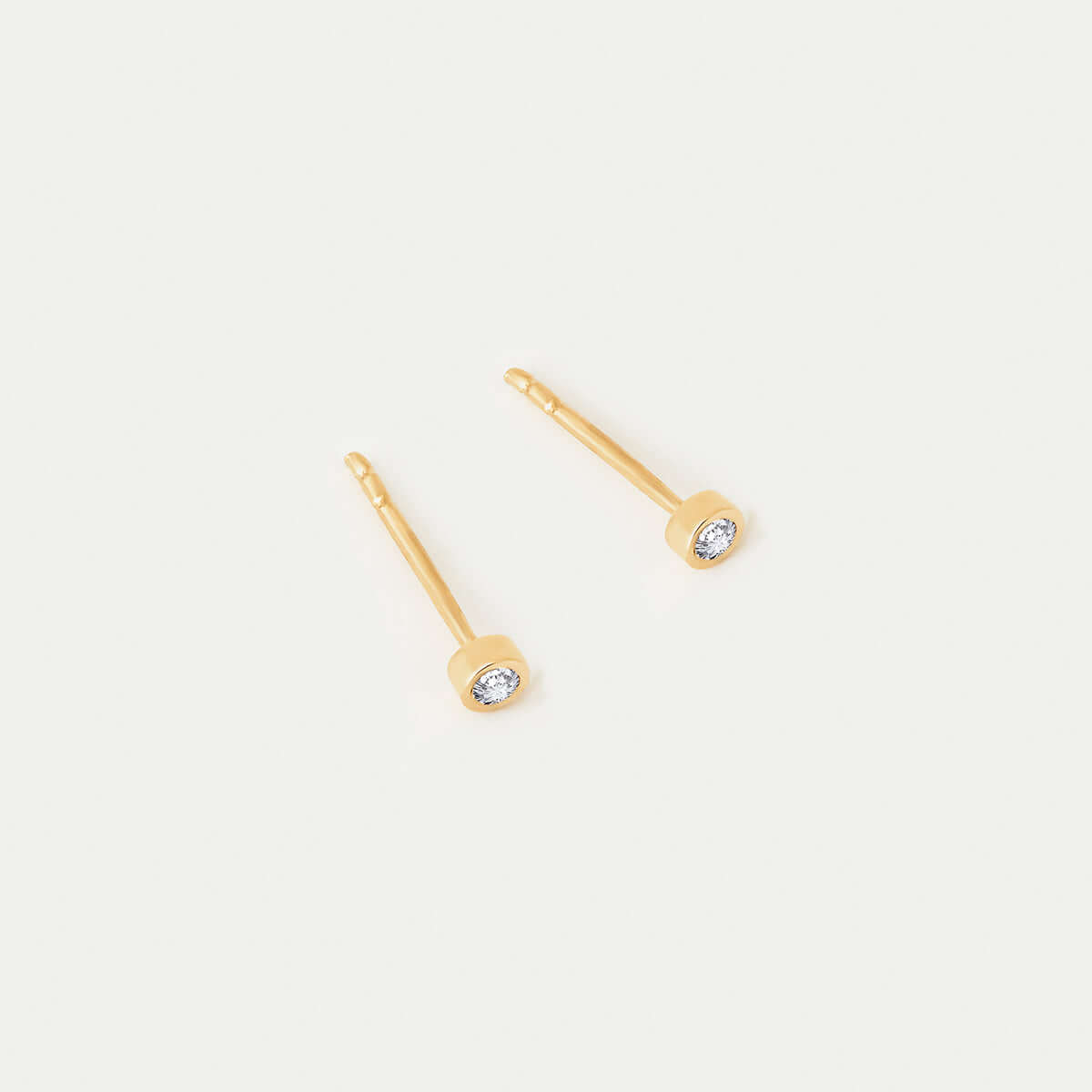 Diamond Bezel-Set Stud Earrings in 14K Solid Gold