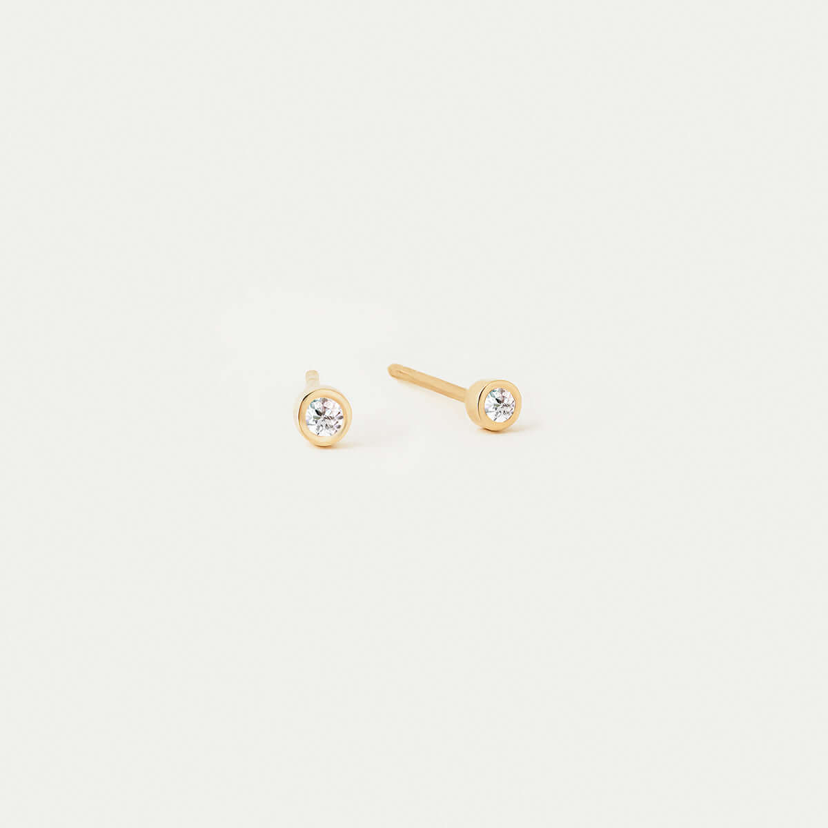 Diamond Bezel-Set Stud Earrings in 14K Solid Gold