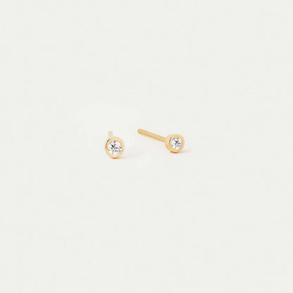 Diamond Bezel-Set Stud Earrings in 14K Solid Gold