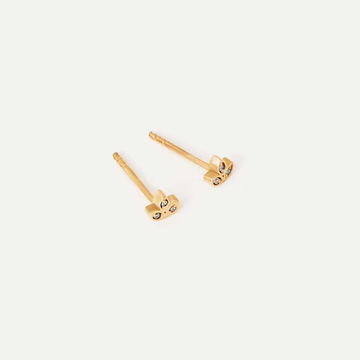 Diamond Lotus Stud Earrings in 14K Solid Gold