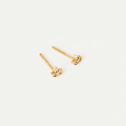 Diamond Lotus Stud Earrings in 14K Solid Gold