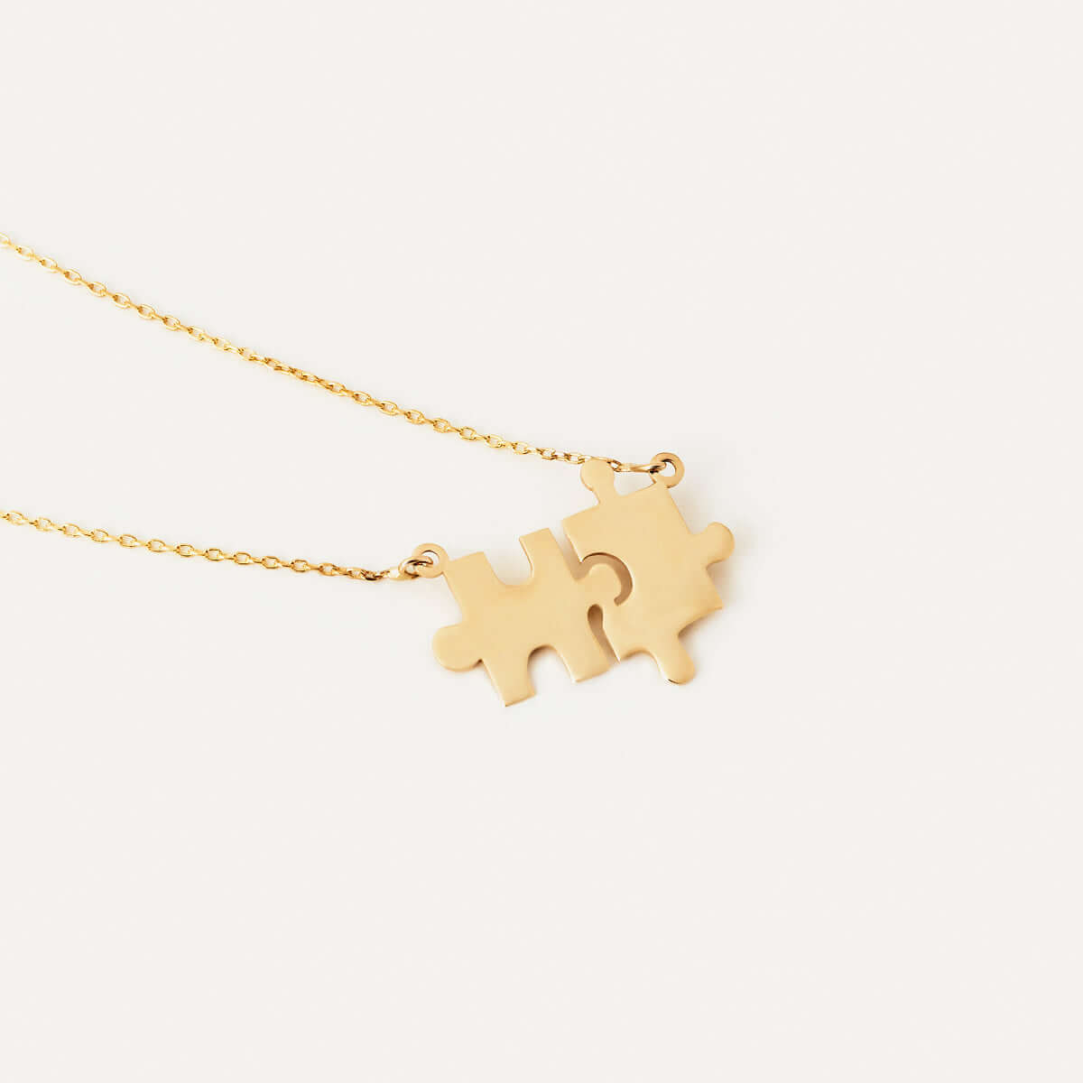 Puzzle Pair Necklace in 14K Solid Gold