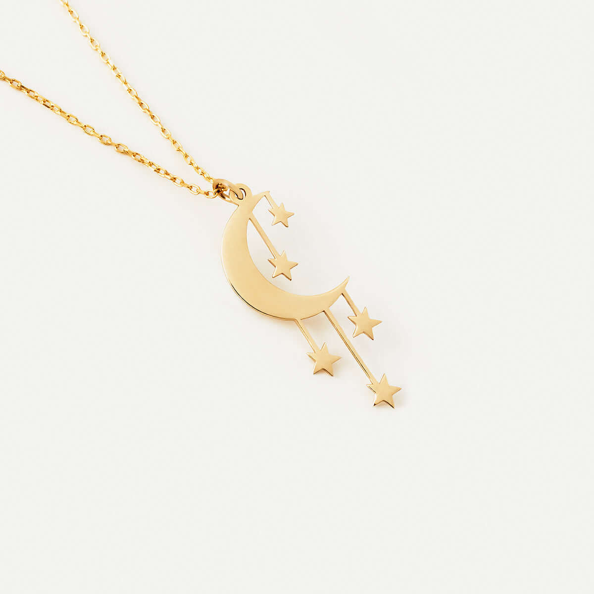 Collier d'étoile Crescent Moon en or 14 carats