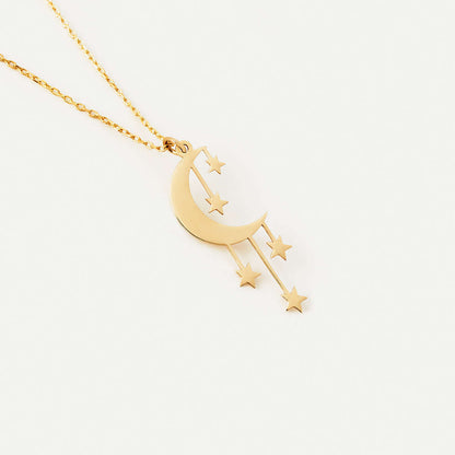 Collier d'étoile Crescent Moon en or 14 carats