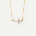Diamond Curved Cross Necklace
