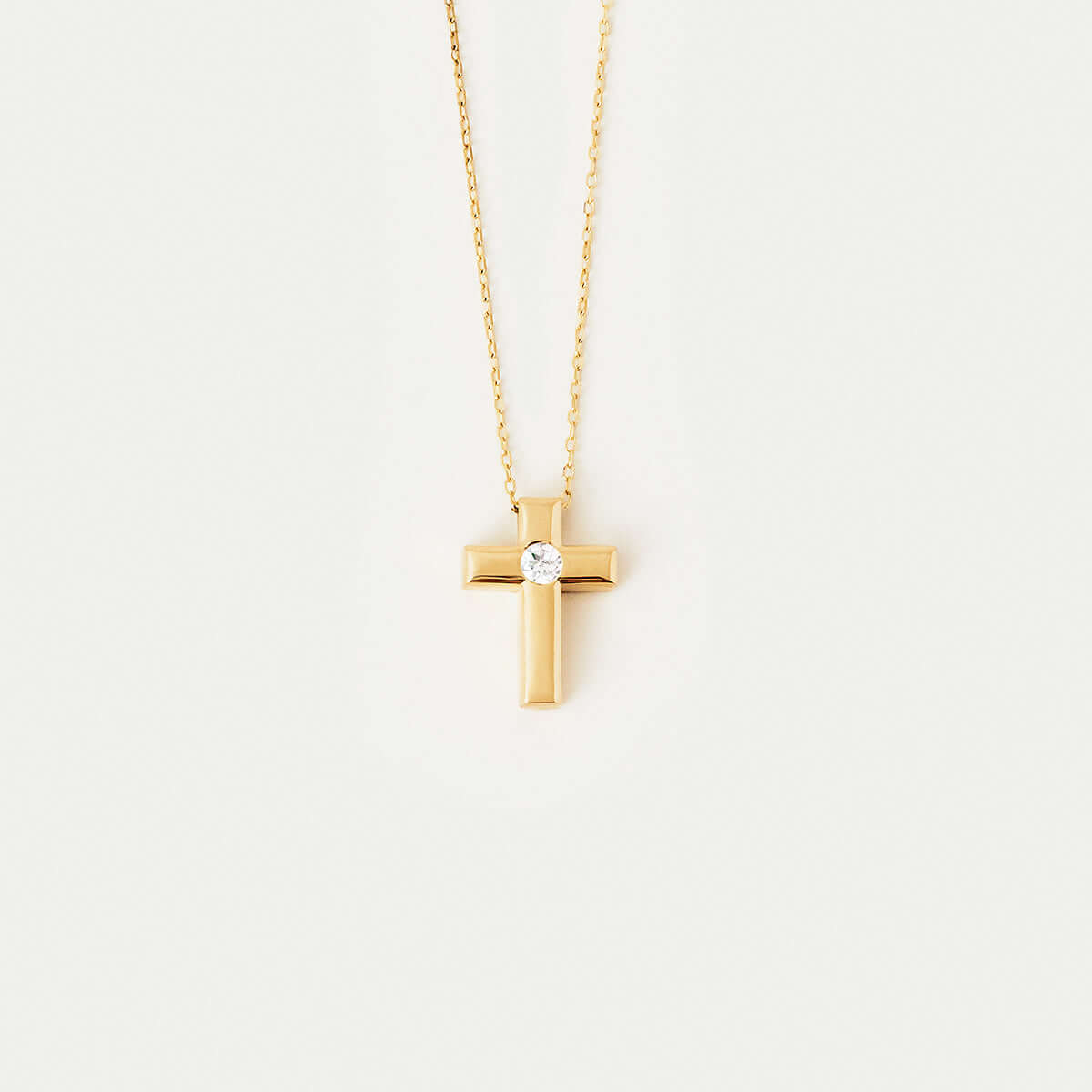 Diamond Solitaire Cross Necklace in 14K Solid Gold