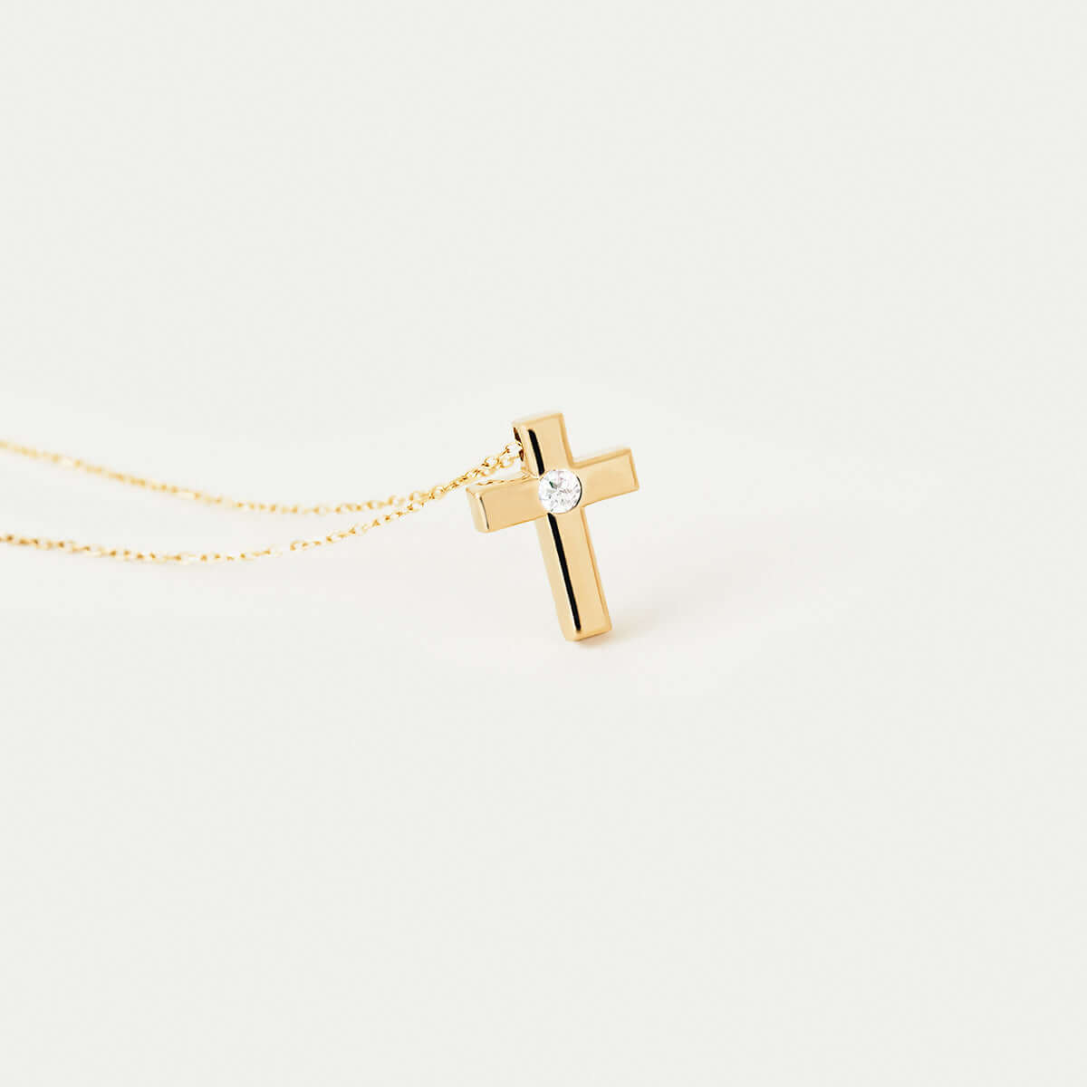 Diamond Solitaire Cross Necklace in 14K Solid Gold