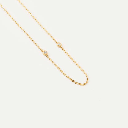 Diamond Station Necklace in 14K Solid Gold