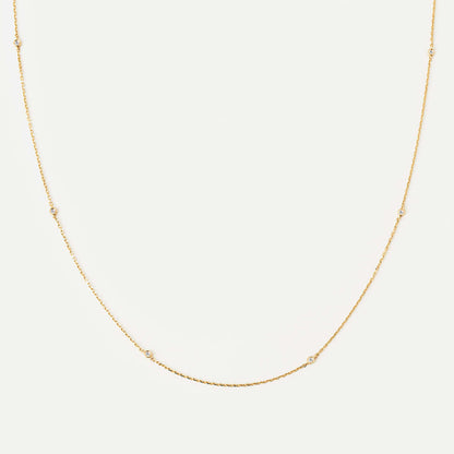 Diamond Station Necklace in 14K Solid Gold