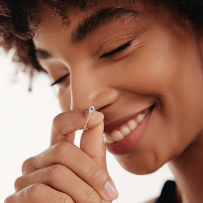 Bague mauvais œil en or massif 14 carats avec diamants et saphirs