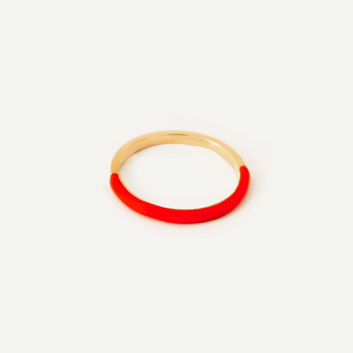 Colorful Half Enamel Ring in 14K Solid Gold